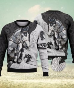 White Horse Paisley Pattern Full Print For Horse Lovers 3D Ugly Sweater Christmas Gift Sweater