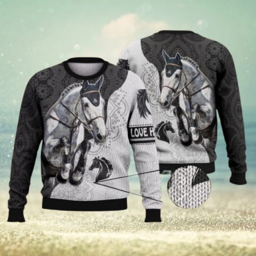 White Horse Paisley Pattern Full Print For Horse Lovers 3D Ugly Sweater Christmas Gift Sweater