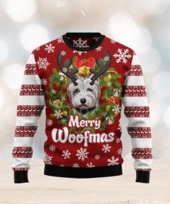 White Terrier Merry Woofmas Ugly Christmas Sweater