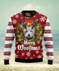 White Terrier Merry Woofmas Ugly Christmas Sweater