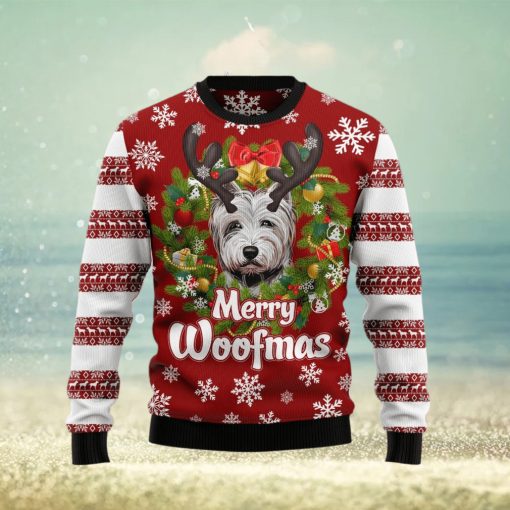 White Terrier Merry Woofmas Ugly Christmas Sweater