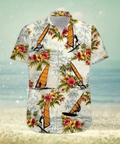 Windsurfing Yellow Tropical Flower Unisex Hawaiian Shirts