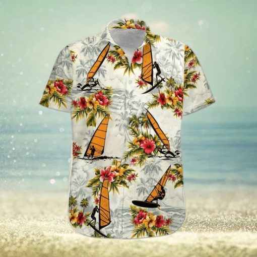 Windsurfing Yellow Tropical Flower Unisex Hawaiian Shirts