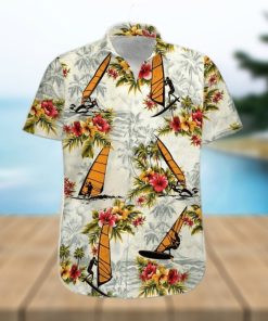 Windsurfing Yellow Tropical Flower Unisex Hawaiian Shirts