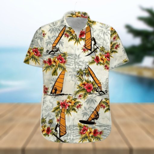 Windsurfing Yellow Tropical Flower Unisex Hawaiian Shirts