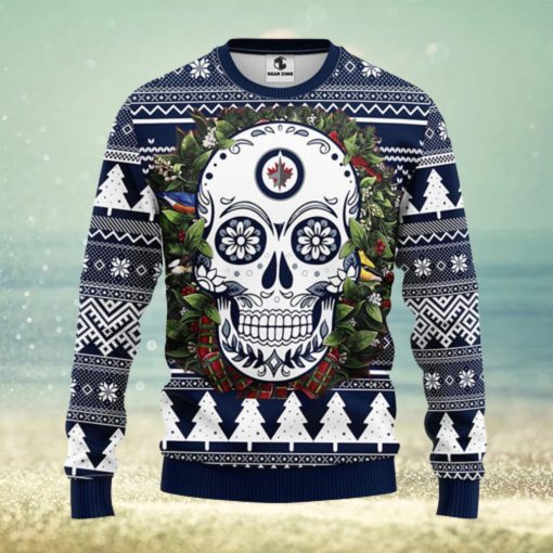 Winnipeg Jets Skull Flower Ugly Christmas Ugly Sweater