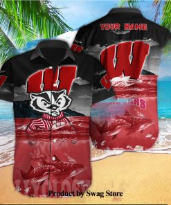 Wisconsin Badgers NCAA Unisex All Over Print Hawaiian Button Shirt