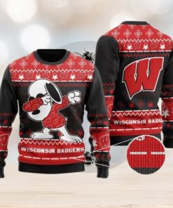 Wisconsin Badgers Snoopy Dabbing Ugly Christmas Sweater Ugly Sweater Christmas