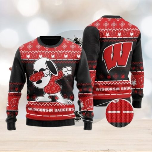 Wisconsin Badgers Snoopy Dabbing Ugly Christmas Sweater Ugly Sweater Christmas