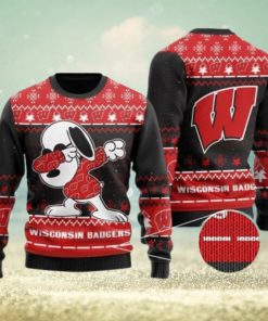 Wisconsin Badgers Snoopy Dabbing Ugly Christmas Sweater Ugly Sweater Christmas