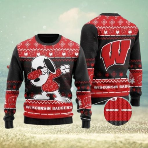 Wisconsin Badgers Snoopy Dabbing Ugly Christmas Sweater Ugly Sweater Christmas