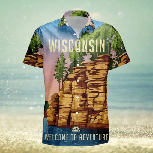 Wisconsin Retro Style Travel Summer 3D Hawaiian Shirt Gift For Men And Women Fans