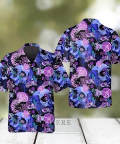 Women s Purple Jellyfish Skull Hawaiian Shirt