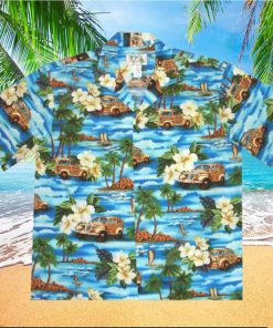 Woody Wagon Car Vintage Hawaiian Aloha Shirts