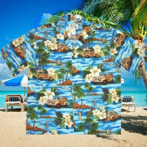 Woody Wagon Car Vintage Hawaiian Aloha Shirts