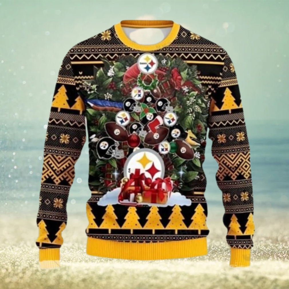 Pittsburgh Steelers Ugly Christmas Snow Xmas Sweater Wreath Gift Mens Women  - Limotees