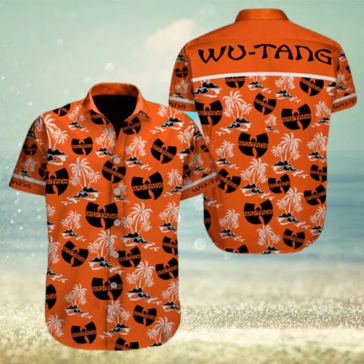 Wu Tang Coconut Orange Color Button Shirt  Wu Tang Hawaiian Shirt Music Band Button Shirt  Music Band Hawaiian Shirt