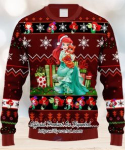 Xmas Little Ariel Mermaid Red Brown Ugly Christmas Sweater