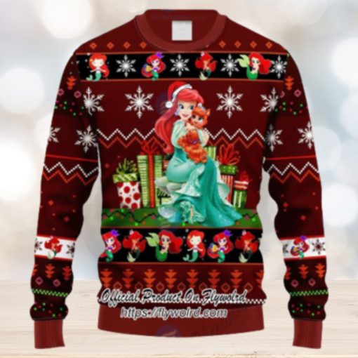 Xmas Little Ariel Mermaid Red Brown Ugly Christmas Sweater