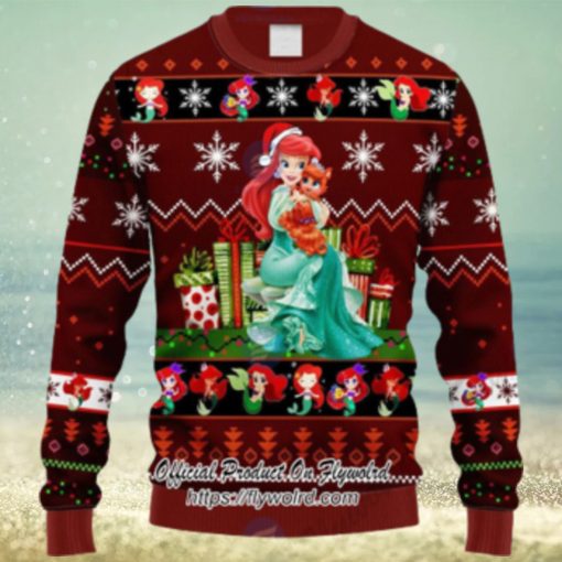 Xmas Little Ariel Mermaid Red Brown Ugly Christmas Sweater