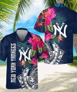 Yankees Hawaiian Shirt Flower Tropical Leaves New York Yankees Gift