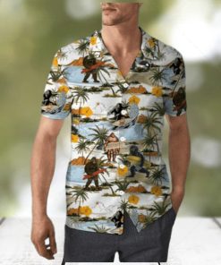 Yellow Hibiscus Bigfoot Hawaiian Shirt Beach Summer Shirt For Men