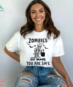 Zombies Eat Brains You Are Safe Halloween Mummy T shirt