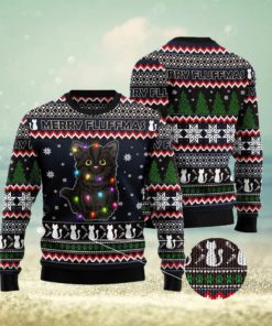 black cat fluffmas ugly christmas sweater gift men women