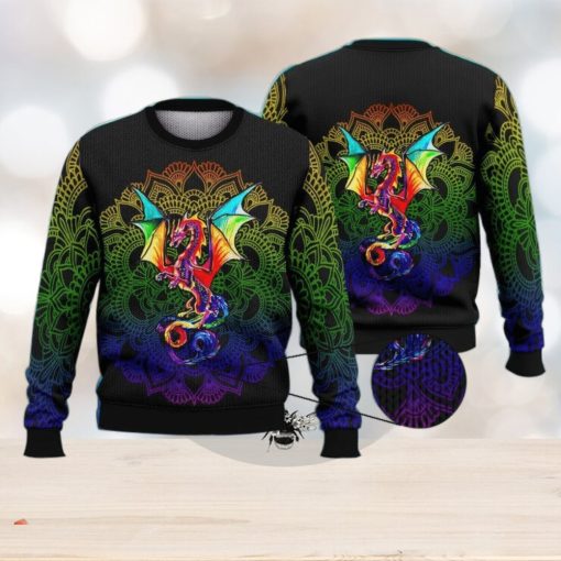 dragon rainbow trending shirts for friends 3d ugly sweater christmas gift sweater