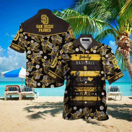 mlb san diego padres tropical flower pattern all over print hawaiian shirt