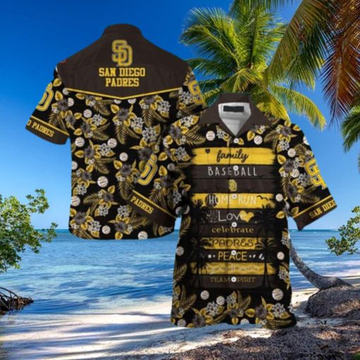 mlb san diego padres tropical flower pattern all over print hawaiian shirt