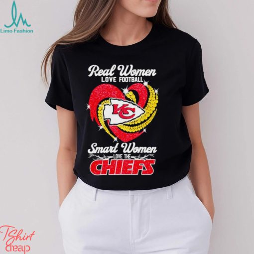 women love baseball smart women love the Kansas City Chiefs heart diamonds shirt