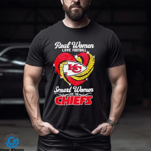 women love baseball smart women love the Kansas City Chiefs heart diamonds shirt