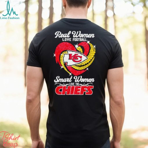 women love baseball smart women love the Kansas City Chiefs heart diamonds shirt