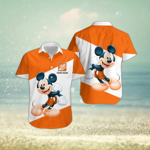 3D All Over Printed Home Depot Cute Mickey Short Sleeve Summer Gift Hawaiian Shirt Custom Name