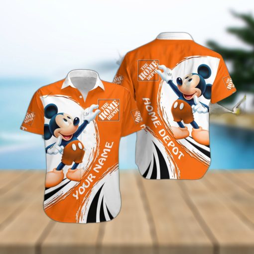 3D All Over Printed Home Depot Mickey Lover Gift Short Sleeve Summer Gift Hawaiian Shirt Custom Name