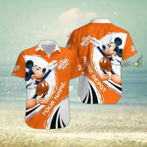 3D All Over Printed Home Depot Mickey Lover Gift Short Sleeve Summer Gift Hawaiian Shirt Custom Name