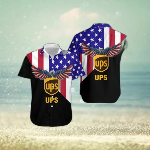 3D All Over Printed Ups US Flag Eagle Short Sleeve Summer Gift Hawaiian Shirt