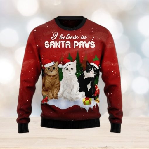 3D Sweater Christmas Cat Santa Paws