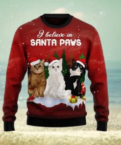 3D Sweater Christmas Cat Santa Paws