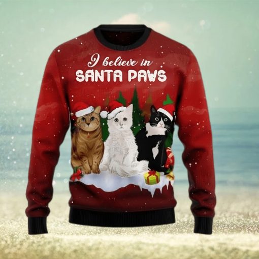 3D Sweater Christmas Cat Santa Paws