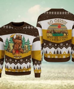 A Bear With Beer Go Outside Camping 3d All Over Print Ugly Christmas Sweater