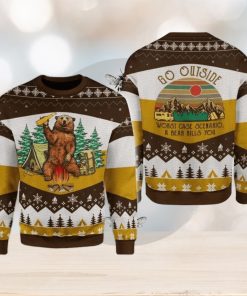 A Bear With Beer Go Outside Camping 3d All Over Print Ugly Christmas Sweater