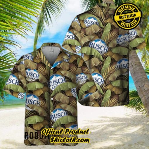 Abstract Banana Leaves Busch Light Hawaiian Shirt