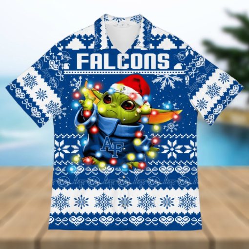 Air Force Falcons Baby Yoda Star Wars Sports Football Ugly Christmas Sweater Pattern 3D Hawaiian Shirt Christmas Gift