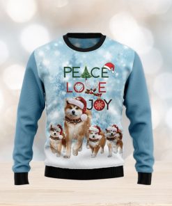 Akita Peace Love Joy Ugly Christmas Sweater Gift Men Women