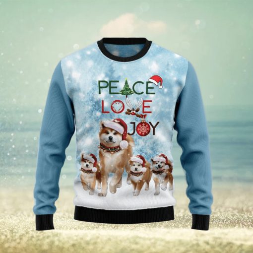 Akita Peace Love Joy Ugly Christmas Sweater Gift Men Women