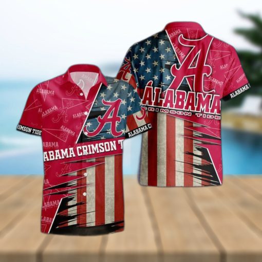 Alabama Crimson Tide American Flag Logo Hawaiian Shirt Vacation Gift For Men And Women Gift