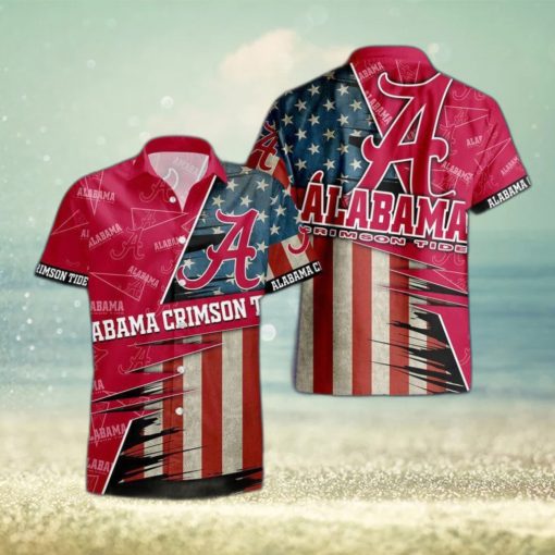 Alabama Crimson Tide American Flag Logo Hawaiian Shirt Vacation Gift For Men And Women Gift