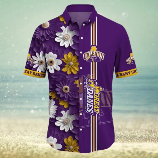 Albany Great Danes NCAA Flower Logo Colorful Hawaiian Shirt